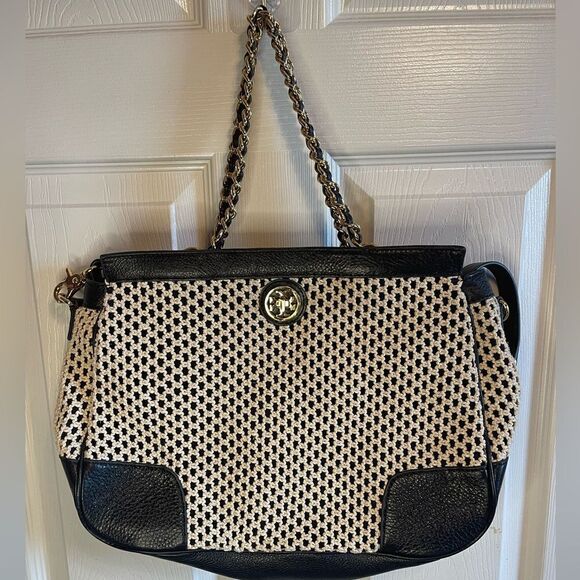Tory Burch navy blue woven purse - Picture 1 of 12
